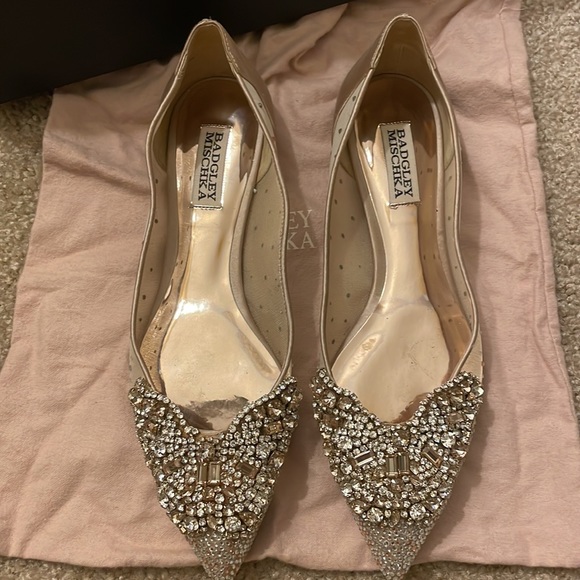 Badgley Mischka Bridal Crystal embellished flats shoes - Picture 2 of 7